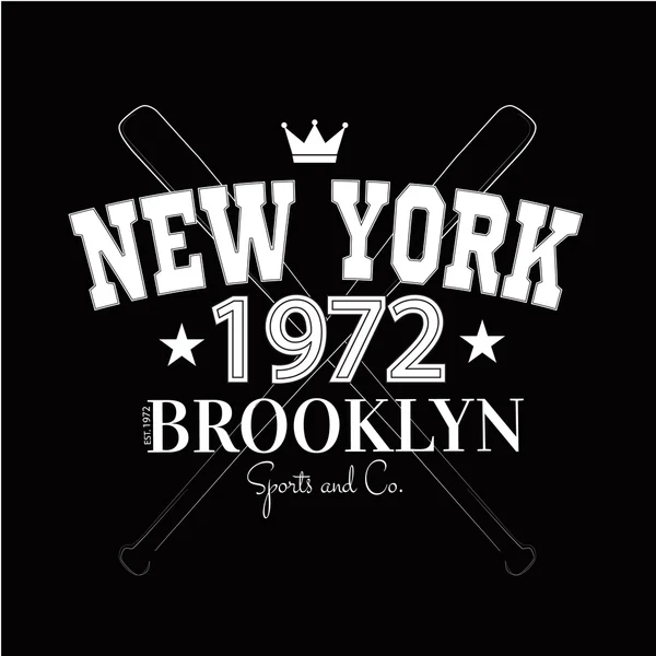 校队纽约布鲁克林学院大学司团队运动棒球标签版式、 服装 t 恤图形 — 图库矢量图片
