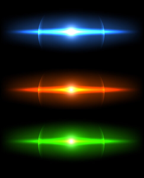 Realistic light glare sparkle, highlight set. Collection of beautiful bright lens flares. Lighting effects of flash.