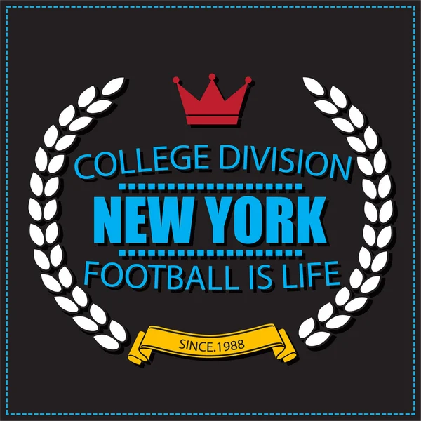 Sport atletische New york kampioenen college voetbal logo embleem. — Stockvector