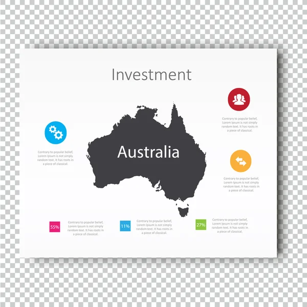 Infographic befektetési dia-Ausztrália Térkép Stock Vektor