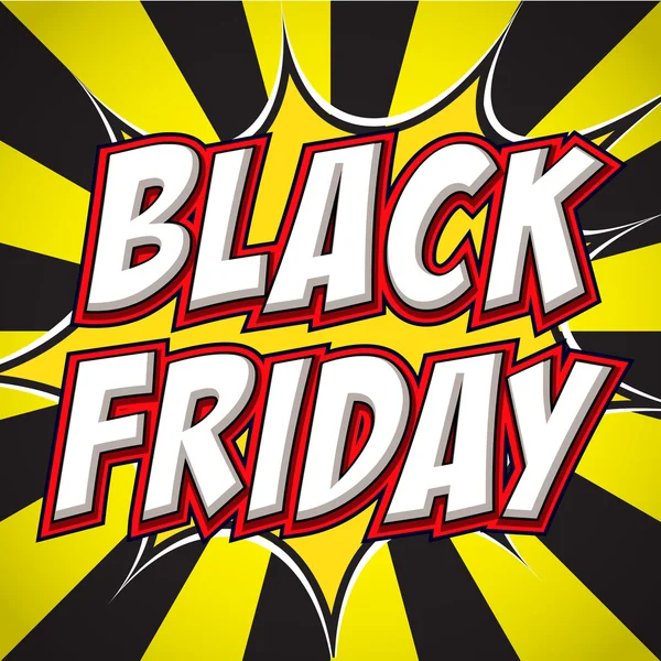 Explosão de quadrinhos com texto Black Friday. Design para o seu panfleto banner pop art — Vetor de Stock