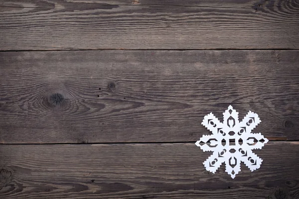 Natale sfondo in legno con fiocchi di neve — Foto Stock