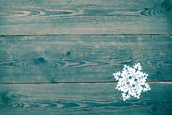 Christmas wooden background with snowflakes — Stock Photo, Image