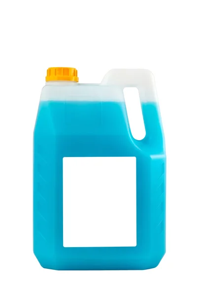 Prodotti per la pulizia. Bottiglia di plastica detergente isolata su ba bianca — Foto Stock