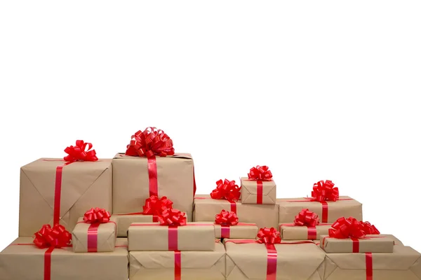 Box with gifts and red bow — Stock Photo, Image