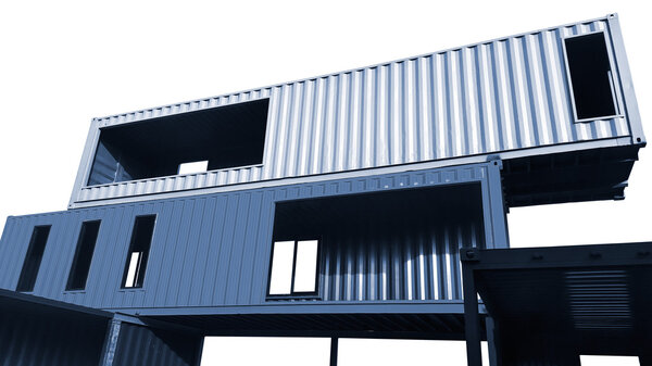 Контейнерный дом на белом фоне
