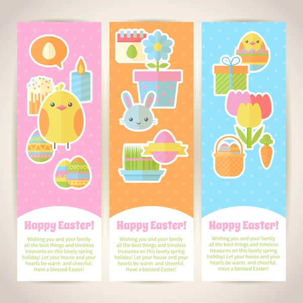 Színes tavaszi, húsvéti lapos bannerek készlet — Stock Vector