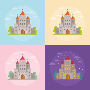 Düz Ortaçağ kaleleri seti