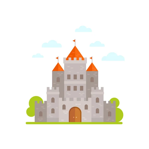 Castillo medieval plano aislado — Vector de stock