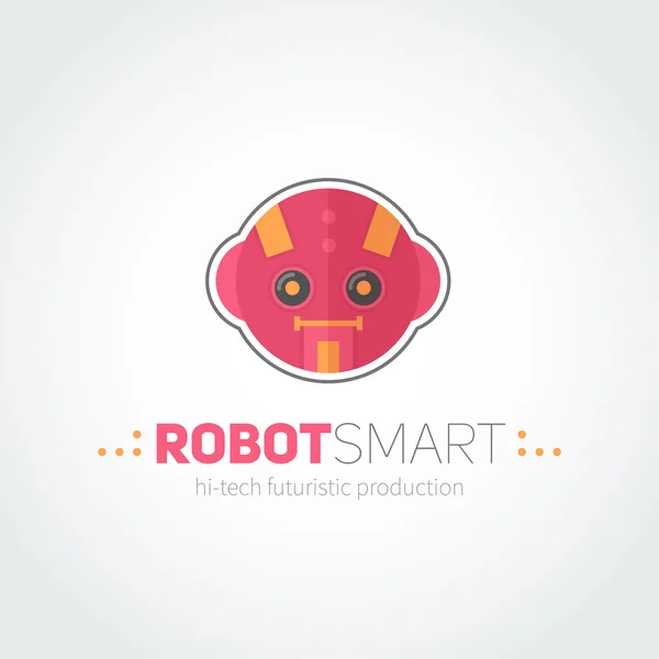 Logotipo testa robot in stile piatto — Vettoriale Stock