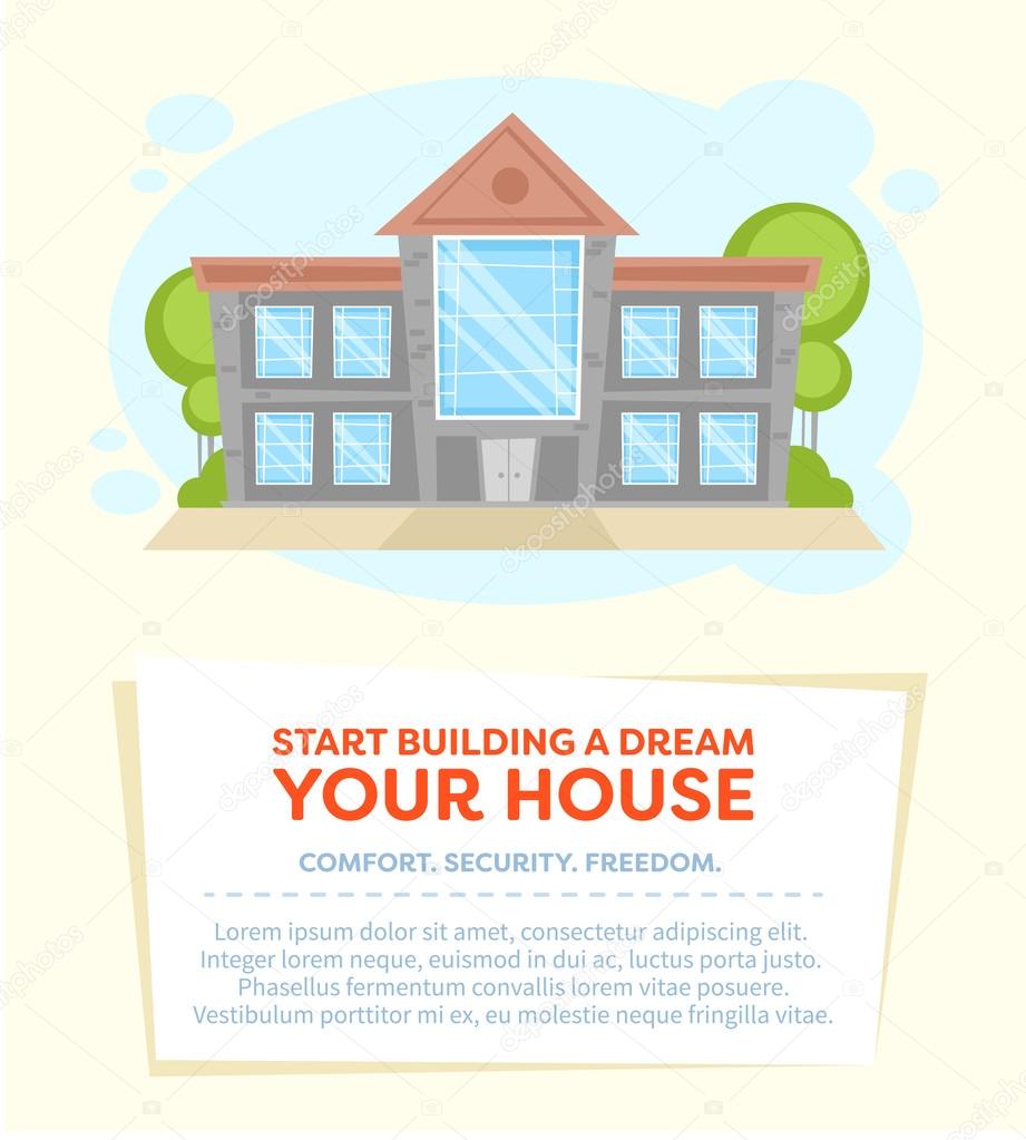Cartoon house card for real estate companies