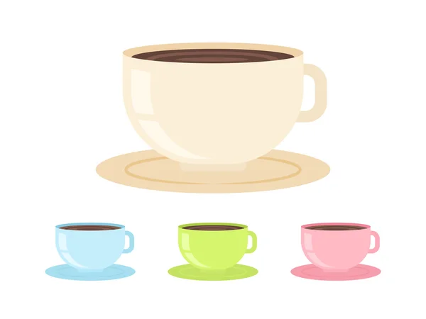 Flache Kaffeetasse isoliert auf weißem Hintergrund — Stockvektor