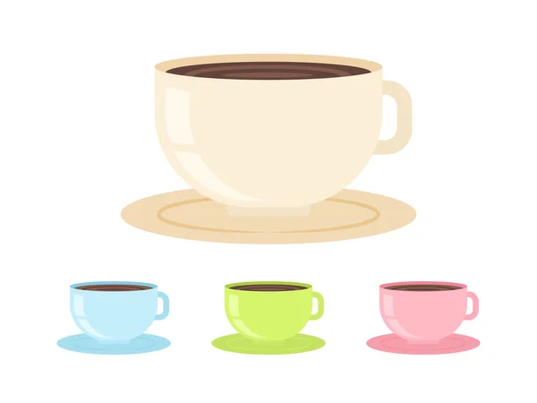 Taza de café plana aislada sobre fondo blanco — Vector de stock