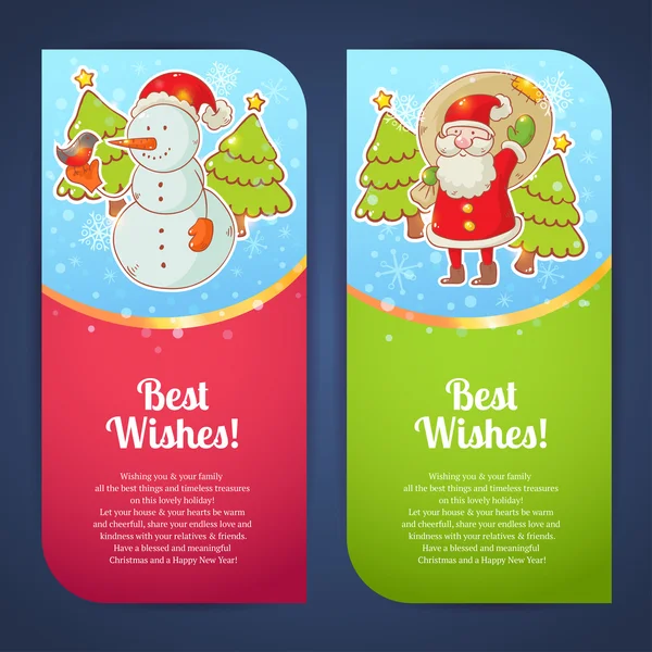 Christmas greeting postkaarten — Stockvector