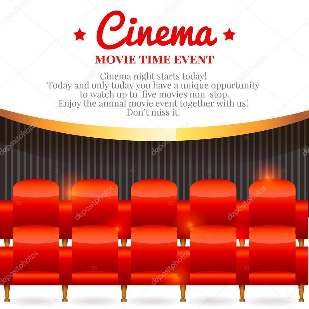 Movie card with chairs in cinema hall