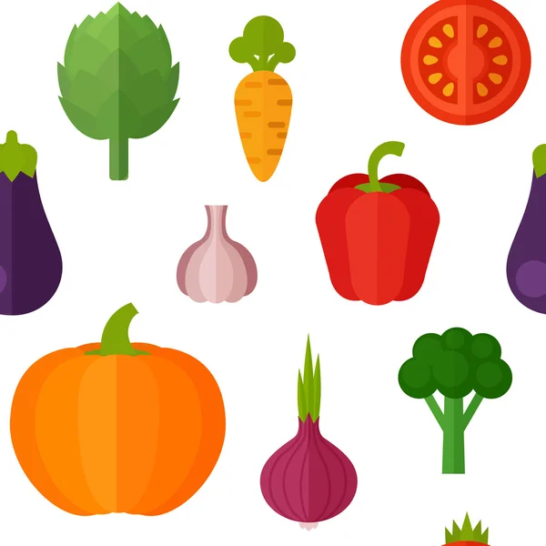 Vegetales planos patrón sin costura — Vector de stock