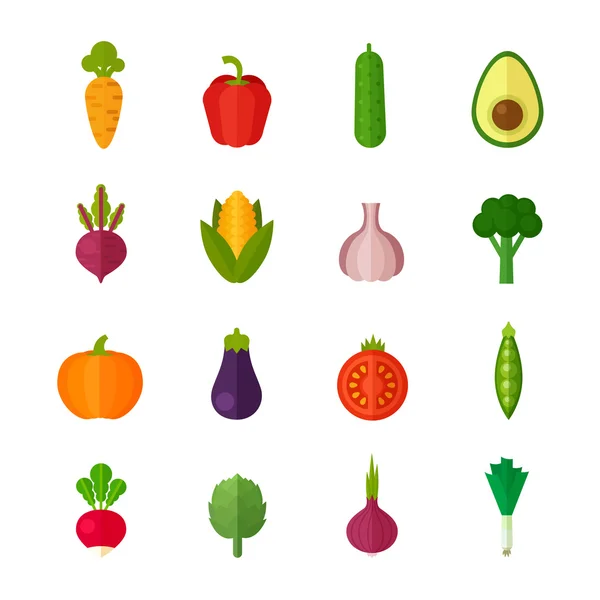 Iconos orgánicos vegetales planos — Vector de stock