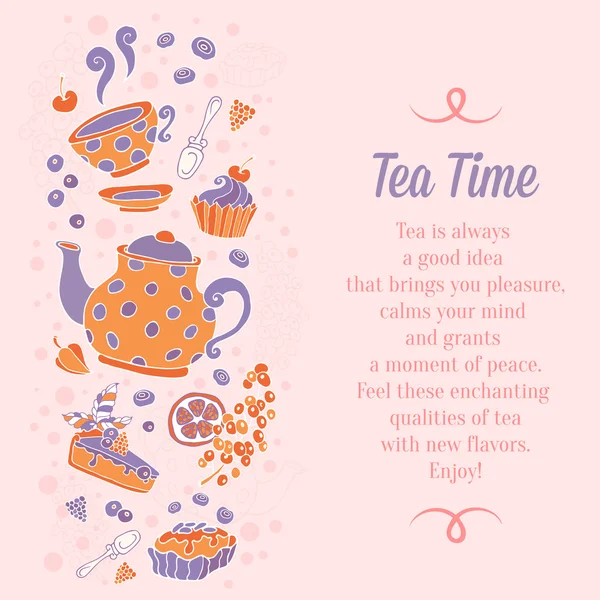 Elegant set of hand drawn tea banners 스톡 일러스트레이션