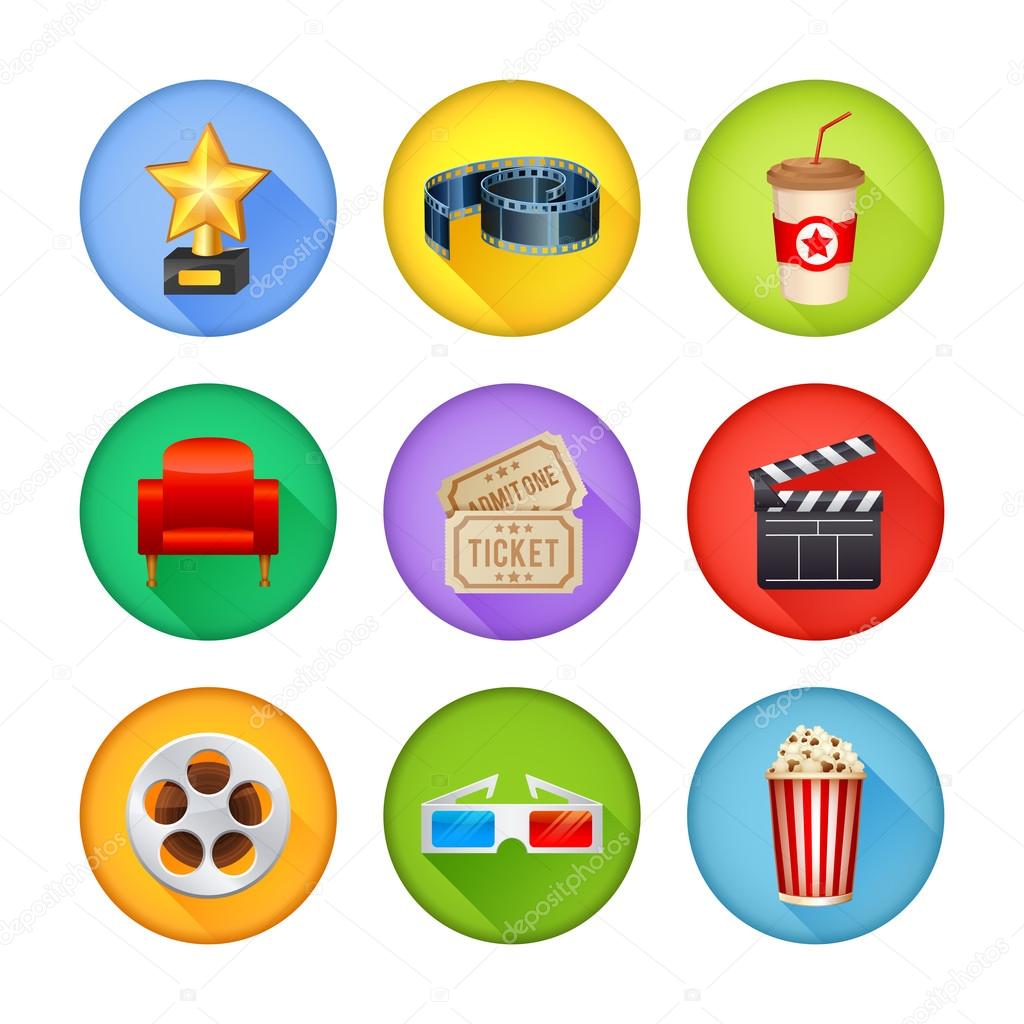 Set of realistic cinema icons