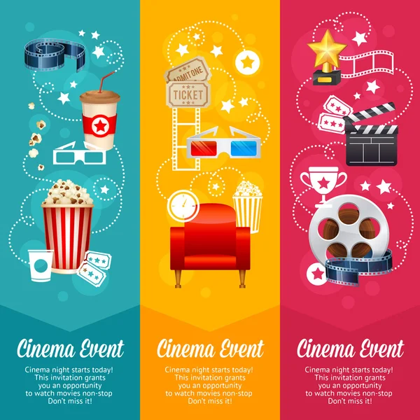 Modèle d'affiche de film cinéma réaliste — Image vectorielle