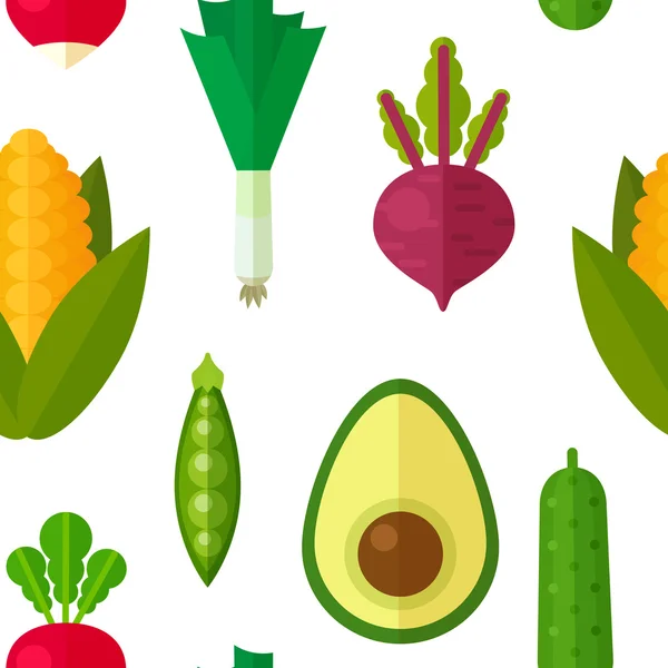 Flaches Gemüse nahtloses Muster — Stockvektor