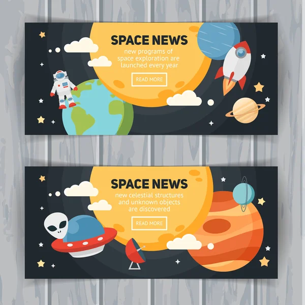 Space theme banners and cards — Stock Vector