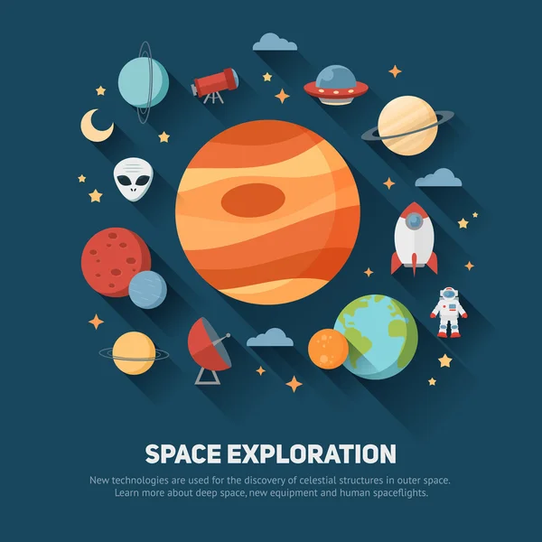 Banderas y tarjetas temáticas del espacio — Vector de stock