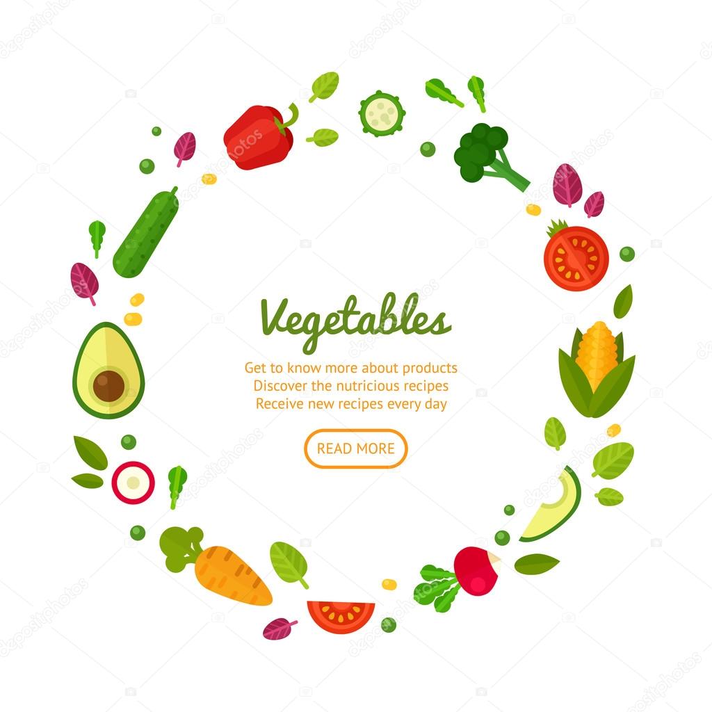 Concept banners with flat vegetable icons