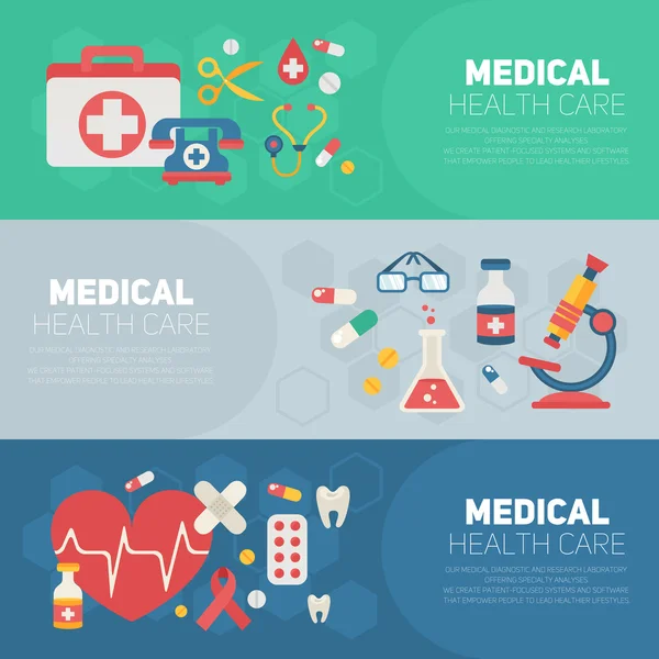 Medical banners templates in trendy flat style — Stock Vector