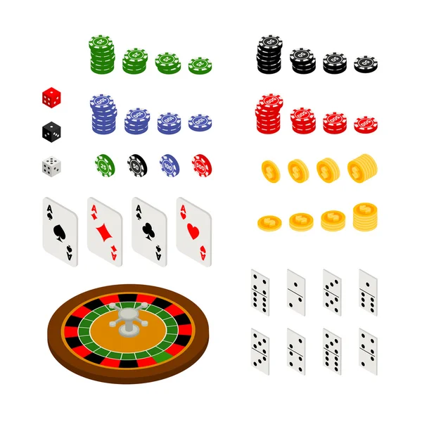 Isometric set of gambling and casino items — Stock Vector