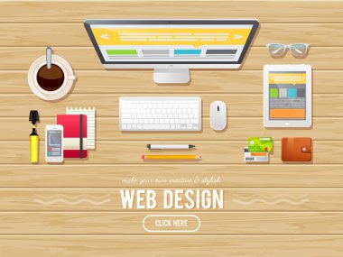 Düz tasarım illüstrasyon kavramı için webdesign