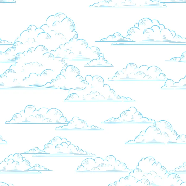 Bulutlar sorunsuz şekilde çizilmiş desen — Stok Vektör