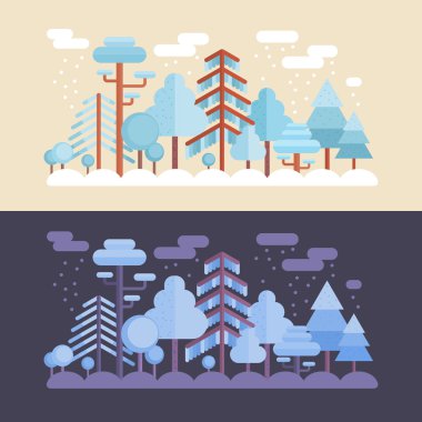 Gece gündüz ile düz orman sahne