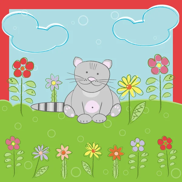 Tarjeta de felicitación con gato — Vector de stock