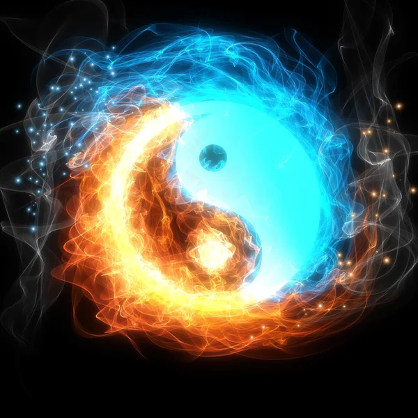 Символ Инь Яна, огонь и лёд — стоковое фото