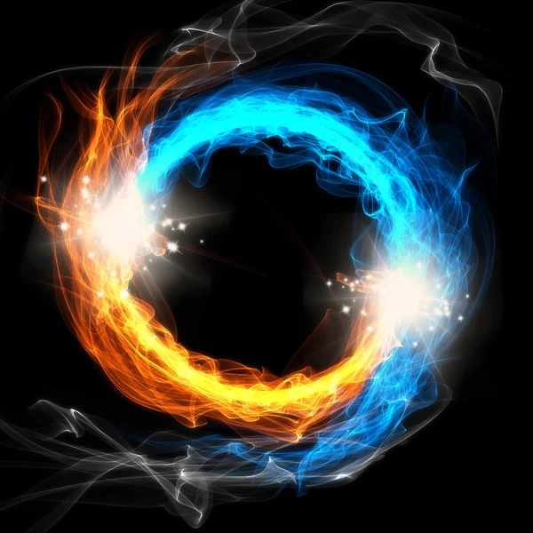 Огонь и лёд, круглый знак Стоковое Изображение