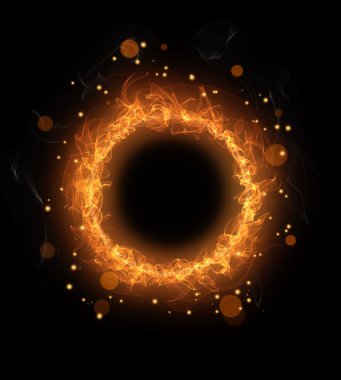 ateş yanan çember ile kıvılcım 