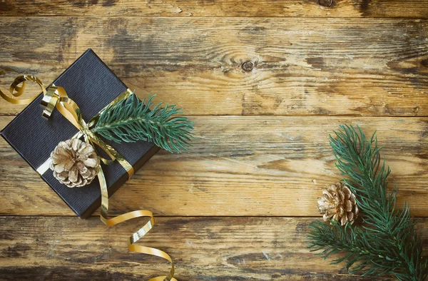 Caixa de presente preto de Natal — Fotografia de Stock