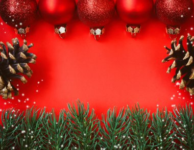 Kağıt arka plan, topları dekor Christmas kırmızı dokulu