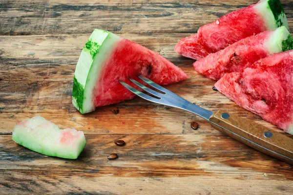 Watermelon slices on table — Stock Photo, Image