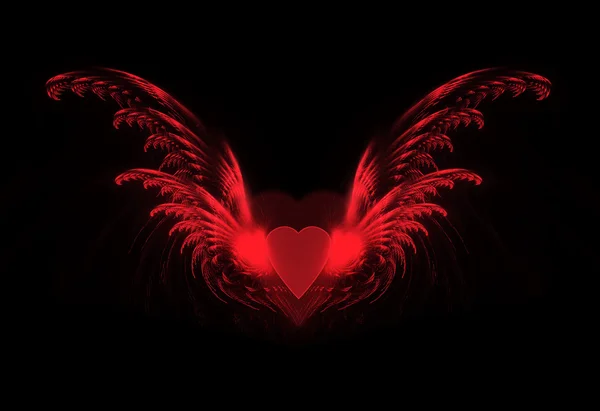 Καρδιά με φτερά φράκταλ — Φωτογραφία Αρχείου