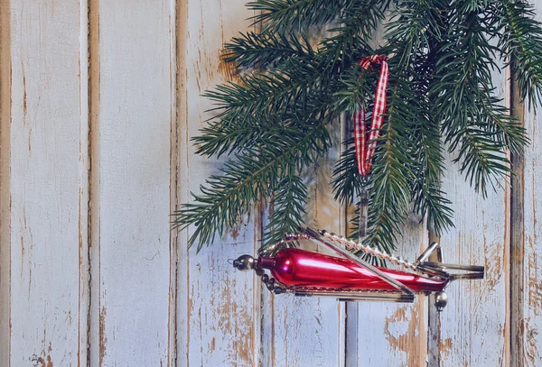 Vintage arbre de Noël jouet avion — Photo