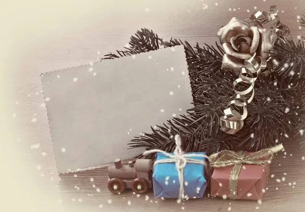 ビンテージ クリスマス カード、トーンのセピア — ストック写真