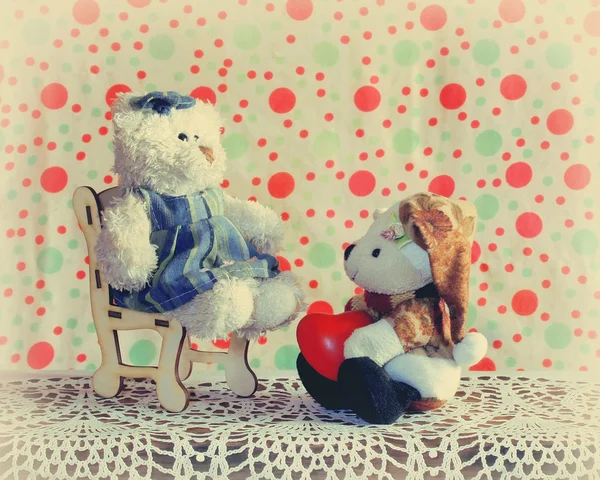 Valentinstag Hintergrund, zwei Spielzeugbär — Stockfoto