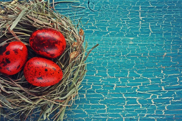 Three red Easter eggs — Stock Photo, Image