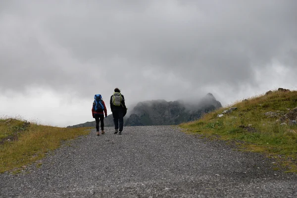 Trekking on Col du Portalet mountain pass — Stock Photo, Image