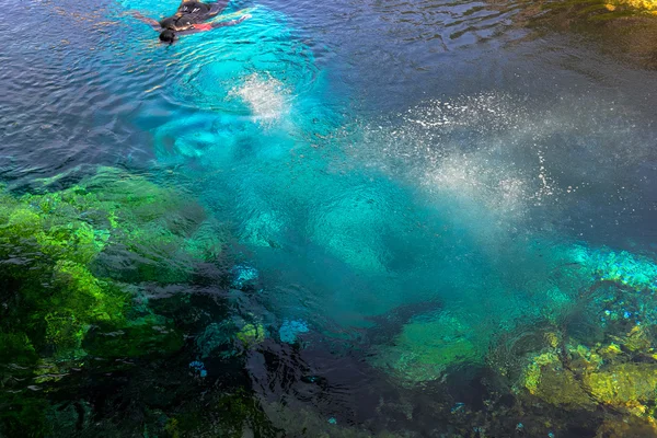 Potápění do barevné vodní zdroj — Stock fotografie
