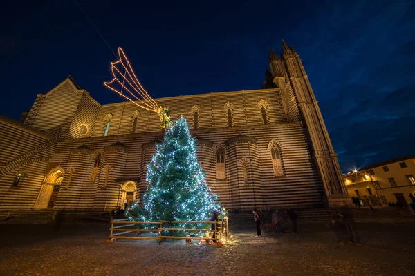 Vánoční strom v Orvieto Duomo náměstí — Stock fotografie