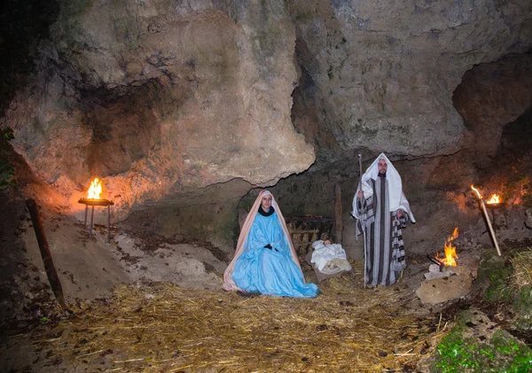 Krippe in lebender Krippe — Stockfoto