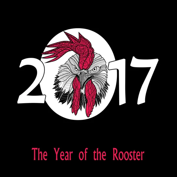 Rooster bird concept of Chinese New Year of the Rooster. Vector hand drawn sketch illustration. — Stock Vector